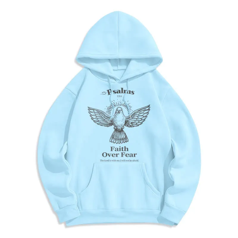 Christianartworkshop Classic Quotation Style Faith Over Fear Fleece Lined Polyester Hoodie sold by Christian Art Workshop