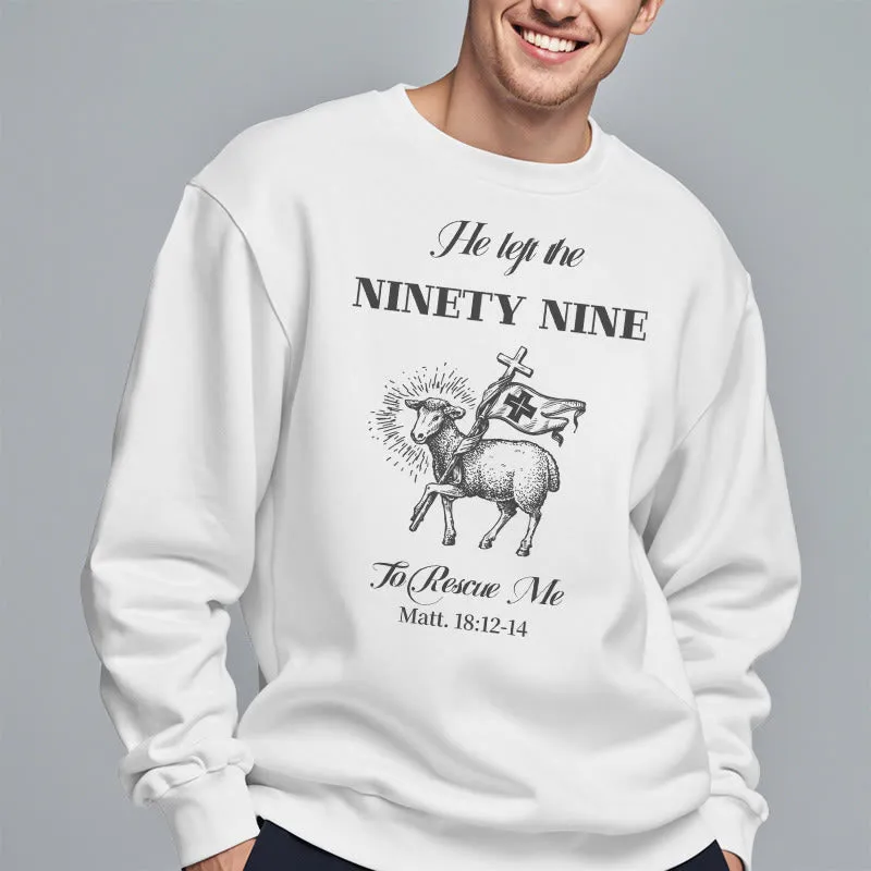 Christianartworkshop Quotation Style He Left the Ninety-Nine Fleece Lined Polyester Sweatshirt sold by Christian Art Workshop product image thumbnail 2