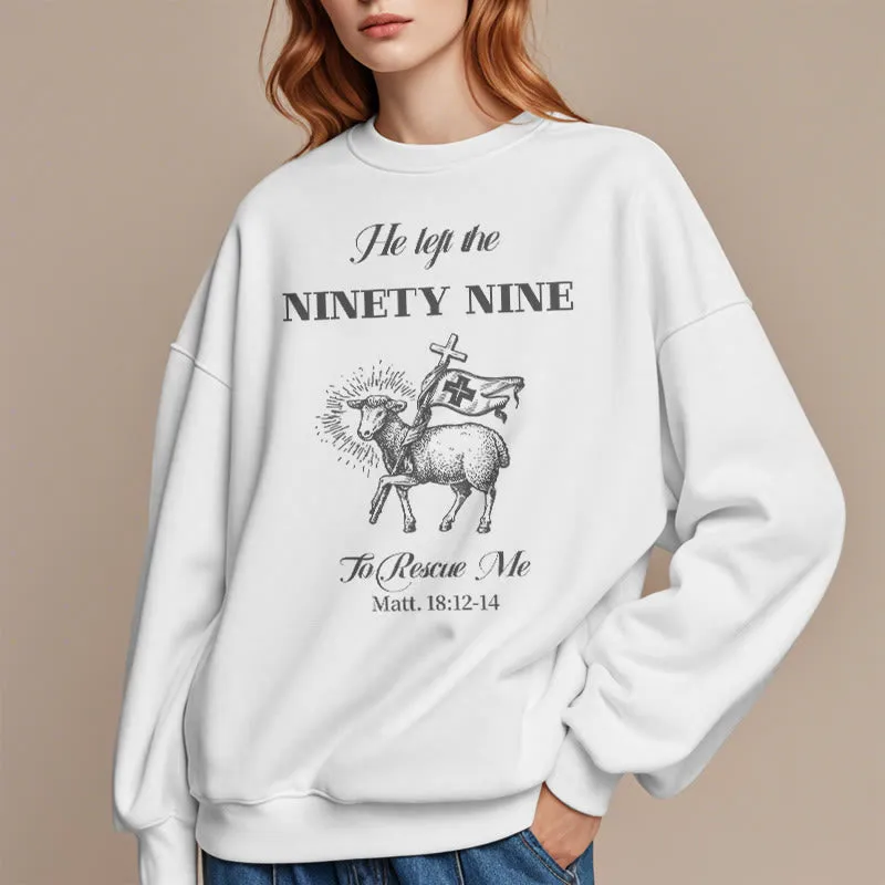 Christianartworkshop Quotation Style He Left the Ninety-Nine Fleece Lined Polyester Sweatshirt sold by Christian Art Workshop product image thumbnail 3