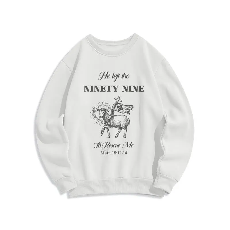 Christianartworkshop Quotation Style He Left the Ninety-Nine Fleece Lined Polyester Sweatshirt sold by Christian Art Workshop