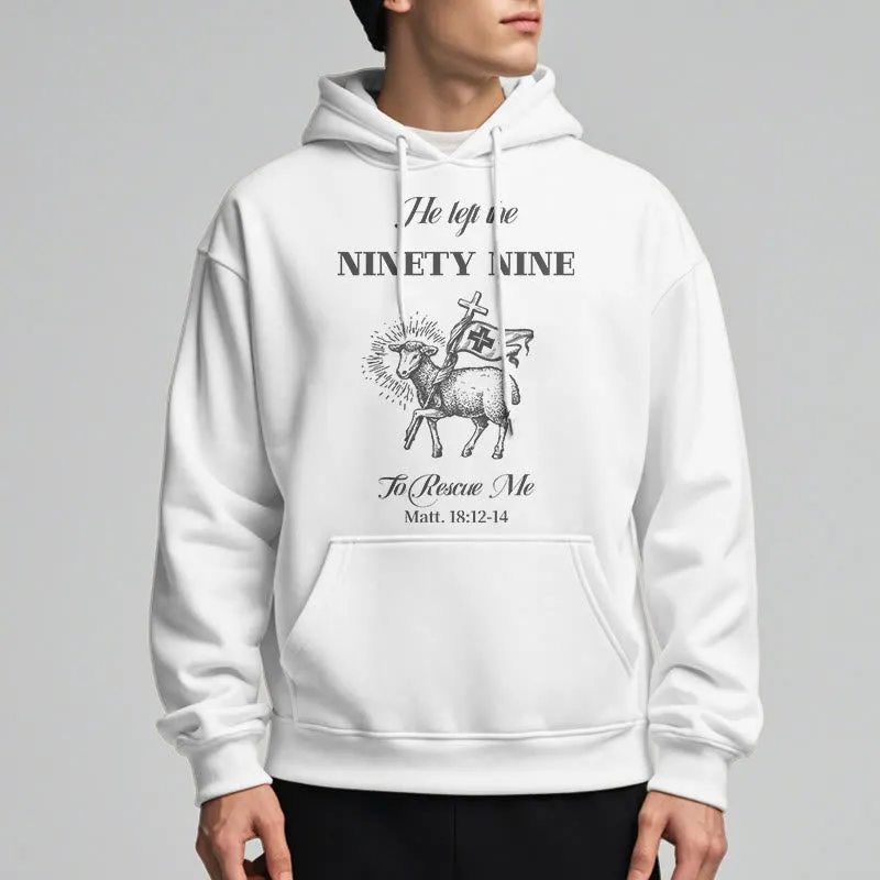 Christianartworkshop Quotation Style He Left the Ninety-Nine Fleece Lined Polyester Hoodie sold by Christian Art Workshop product image thumbnail 3