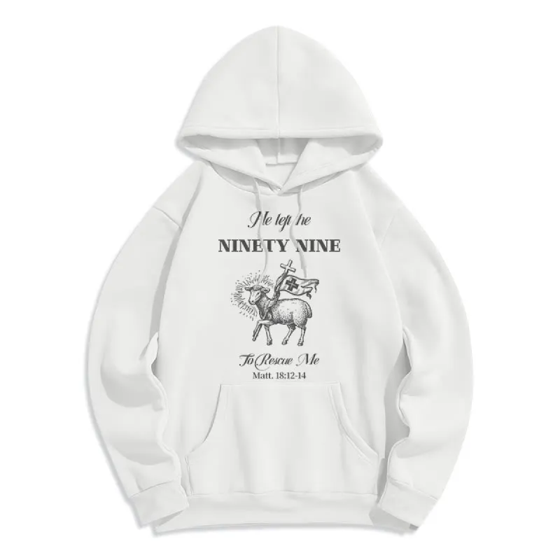 Christianartworkshop Quotation Style He Left the Ninety-Nine Fleece Lined Polyester Hoodie sold by Christian Art Workshop