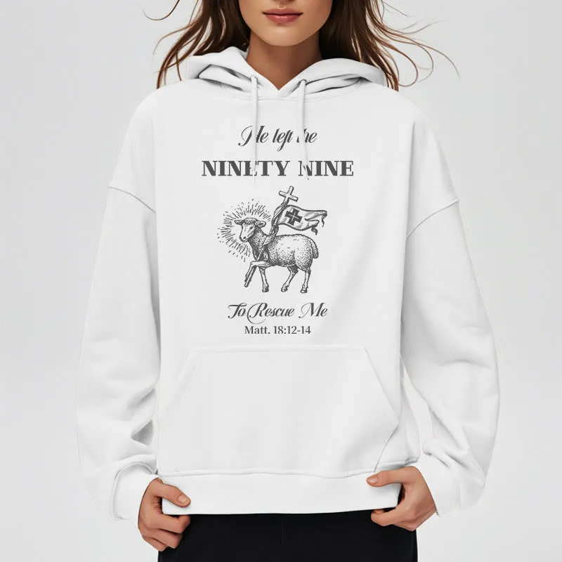 Christianartworkshop Quotation Style He Left the Ninety-Nine Fleece Lined Polyester Hoodie sold by Christian Art Workshop product image thumbnail 2