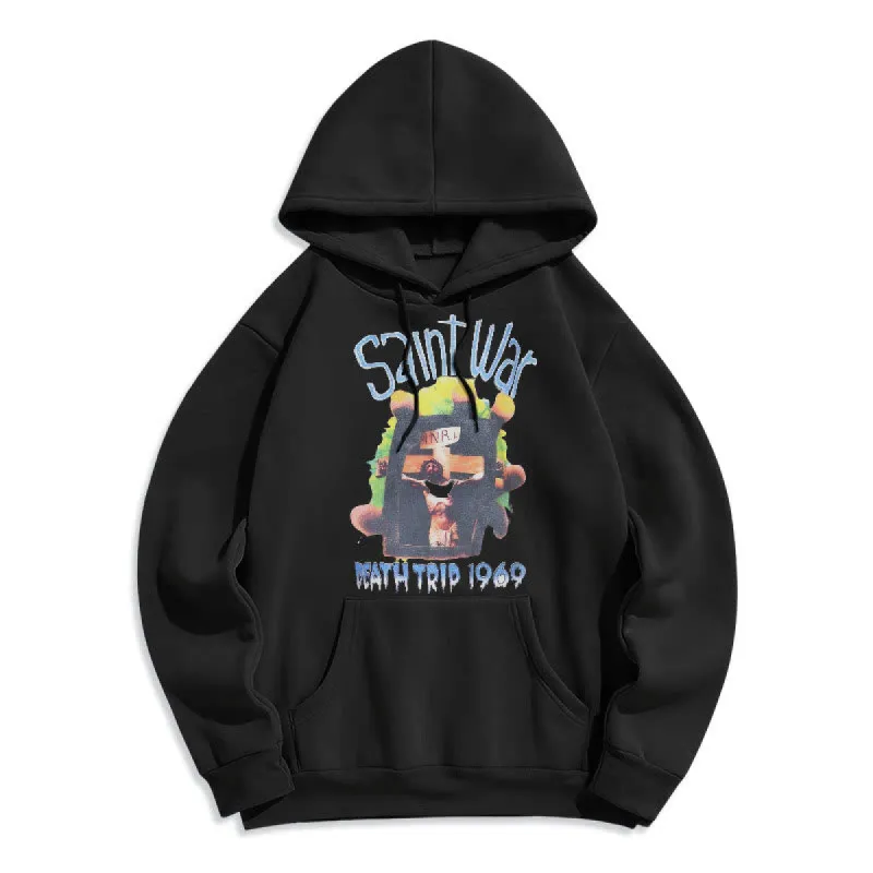 Christianartworkshop Modern Colored Style Saint War Fleece Lined Polyester Hoodie sold by Christian Art Workshop