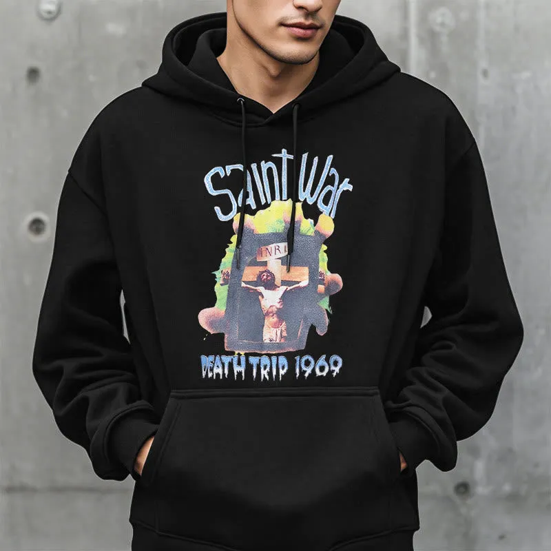 Christianartworkshop Modern Colored Style Saint War Fleece Lined Polyester Hoodie sold by Christian Art Workshop product image thumbnail 2