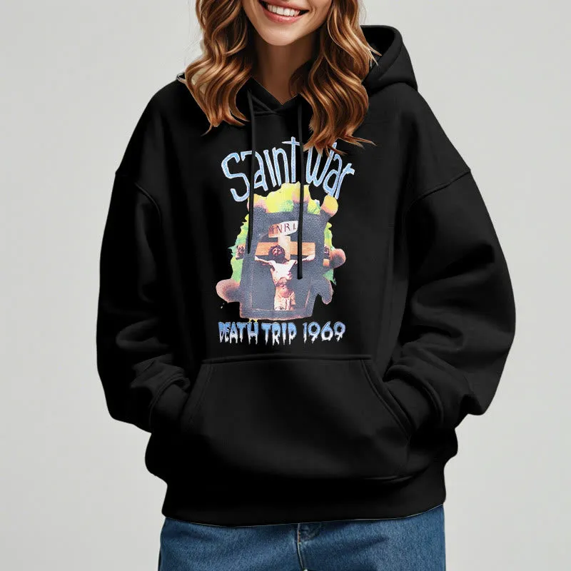 Christianartworkshop Modern Colored Style Saint War Fleece Lined Polyester Hoodie sold by Christian Art Workshop product image thumbnail 3