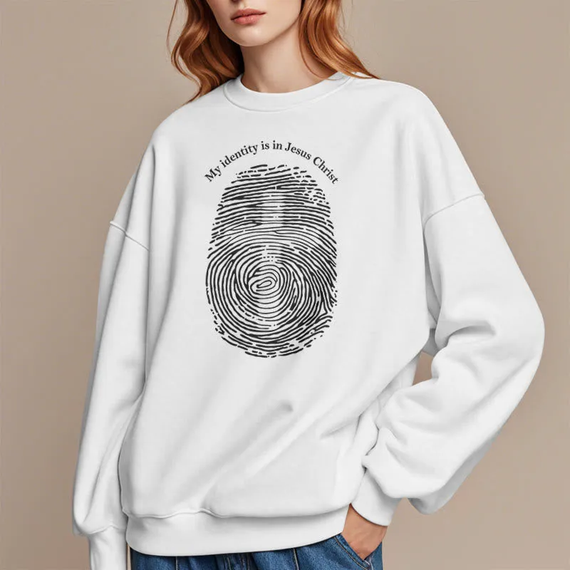 Christianartworkshop Classic Style My Identity Is In Jesus Christ Cross Fleece Lined Polyester Sweatshirt sold by Christian Art Workshop product image thumbnail 3
