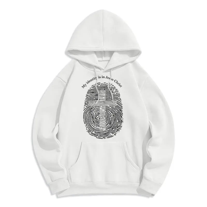 Christianartworkshop Classic Style My Identity Is In Jesus Christ Cross Fleece Lined Polyester Hoodie sold by Christian Art Workshop