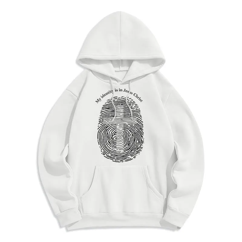 Christianartworkshop Classic Style My Identity Is In Jesus Christ Cross Fleece Lined Polyester Hoodie sold by Christian Art Workshop