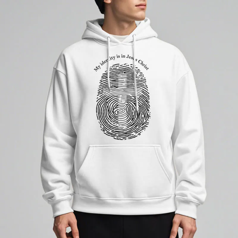 Christianartworkshop Classic Style My Identity Is In Jesus Christ Cross Fleece Lined Polyester Hoodie sold by Christian Art Workshop product image thumbnail 2