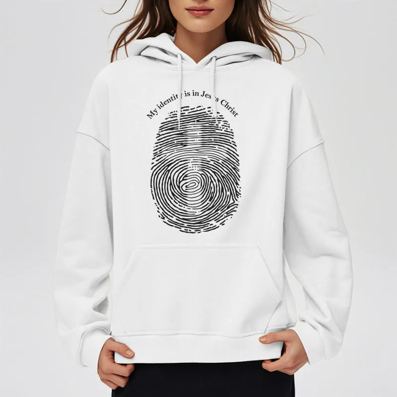 Christianartworkshop Classic Style My Identity Is In Jesus Christ Cross Fleece Lined Polyester Hoodie sold by Christian Art Workshop product image thumbnail 3