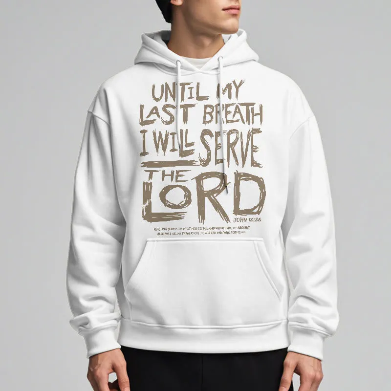 Christianartworkshop Quotation Style I Will Serve The Lord Fleece Lined Polyester Hoodie sold by Christian Art Workshop product image thumbnail 3