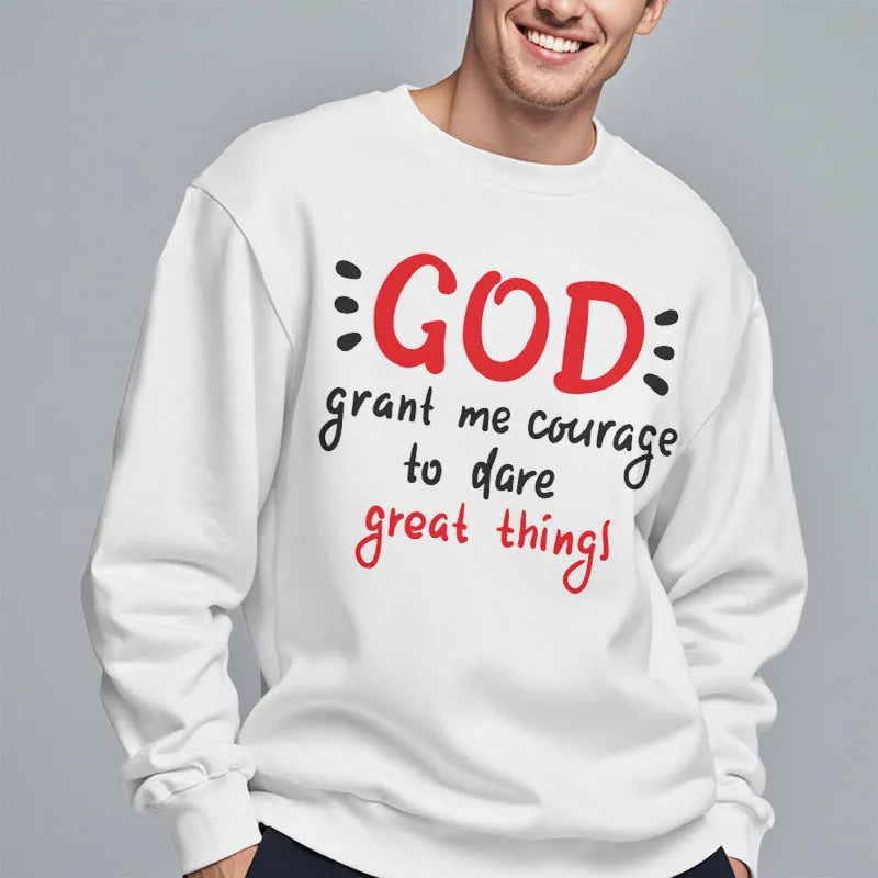 Christianartworkshop Modern Style God Grant Me Courage Fleece Lined Polyester Sweatshirt sold by Christian Art Workshop product image thumbnail 3