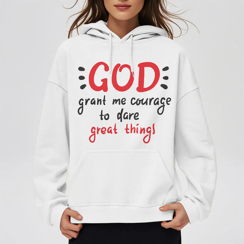 Christianartworkshop Modern Style God Grant Me Courage Fleece Lined Polyester Hoodie sold by Christian Art Workshop product image thumbnail 2