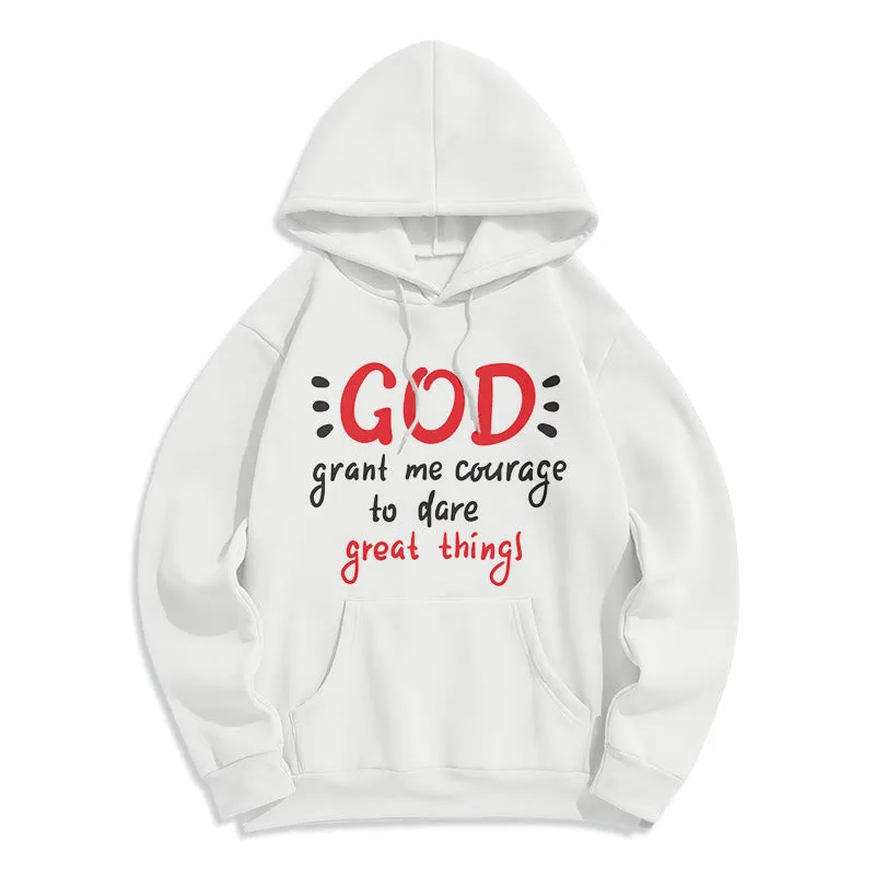 Christianartworkshop Modern Style God Grant Me Courage Fleece Lined Polyester Hoodie sold by Christian Art Workshop