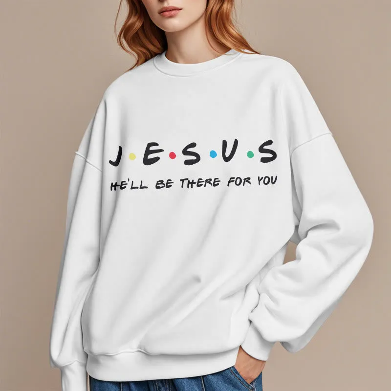 Christianartworkshop Modern Style Jesus He'll Be There For You Fleece Lined Polyester Sweatshirt sold by Christian Art Workshop product image thumbnail 2