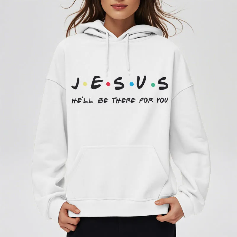 Christianartworkshop Modern Style Jesus He'll Be There For You Fleece Lined Polyester Hoodie sold by Christian Art Workshop product image thumbnail 3