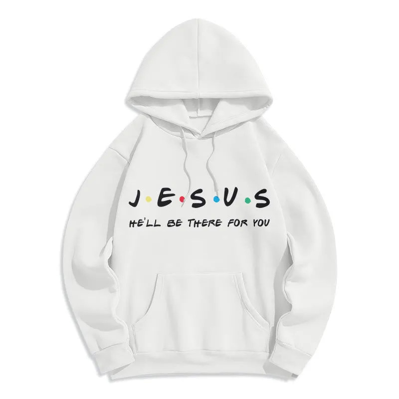 Christianartworkshop Modern Style Jesus He'll Be There For You Fleece Lined Polyester Hoodie sold by Christian Art Workshop