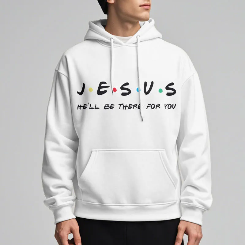 Christianartworkshop Modern Style Jesus He'll Be There For You Fleece Lined Polyester Hoodie sold by Christian Art Workshop product image thumbnail 2