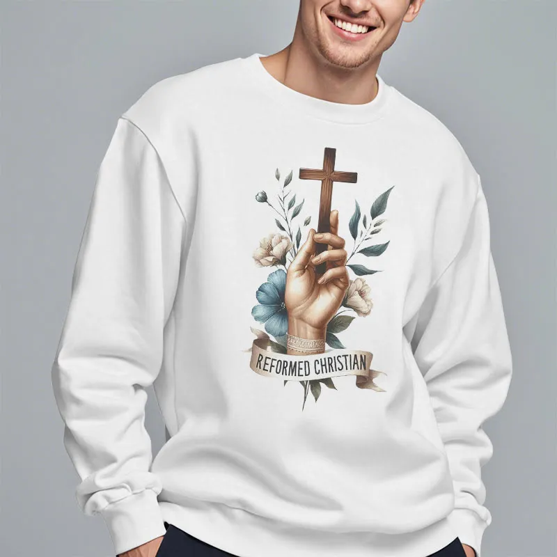 Christianartworkshop Classic Colored Style Reformed Christian Faith Fleece Lined Polyester Sweatshirt sold by Christian Art Workshop product image thumbnail 3