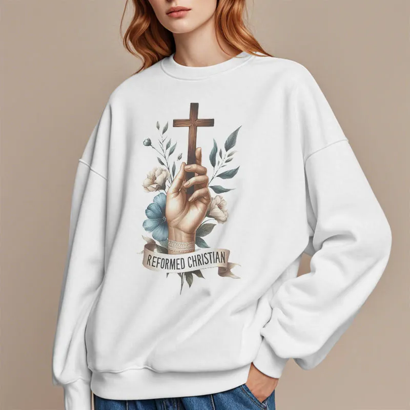 Christianartworkshop Classic Colored Style Reformed Christian Faith Fleece Lined Polyester Sweatshirt sold by Christian Art Workshop product image thumbnail 2