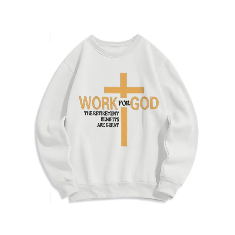 Christianartworkshop Classic Style Cross Work For God Fleece Lined Polyester Sweatshirt sold by Christian Art Workshop