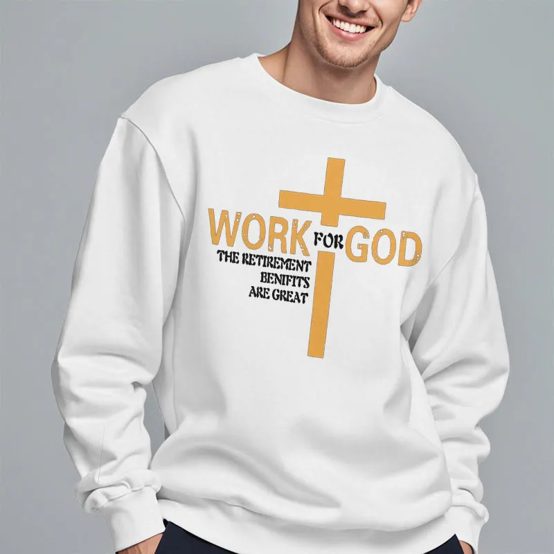 Christianartworkshop Classic Style Cross Work For God Fleece Lined Polyester Sweatshirt sold by Christian Art Workshop product image thumbnail 2