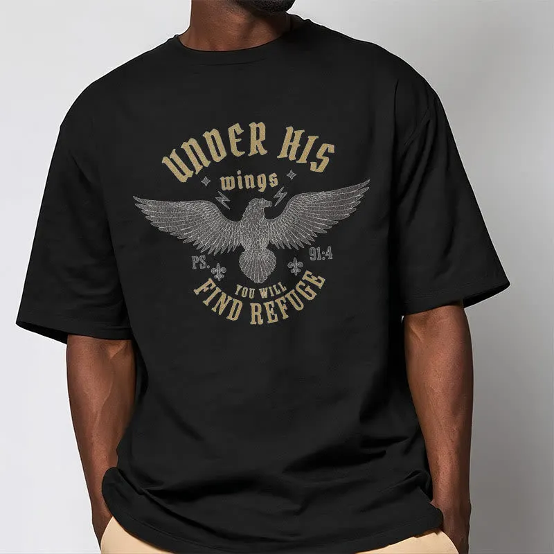 Christianartworkshop Modern Style Under His Wings You Will Find Refuge Short Sleeve T-shirt sold by Christian Art Workshop product image thumbnail 2
