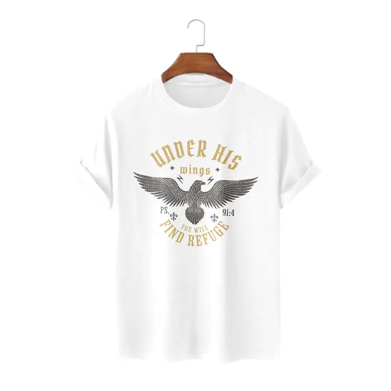 Christianartworkshop Modern Style Under His Wings You Will Find Refuge Short Sleeve T-shirt sold by Christian Art Workshop product image thumbnail 3