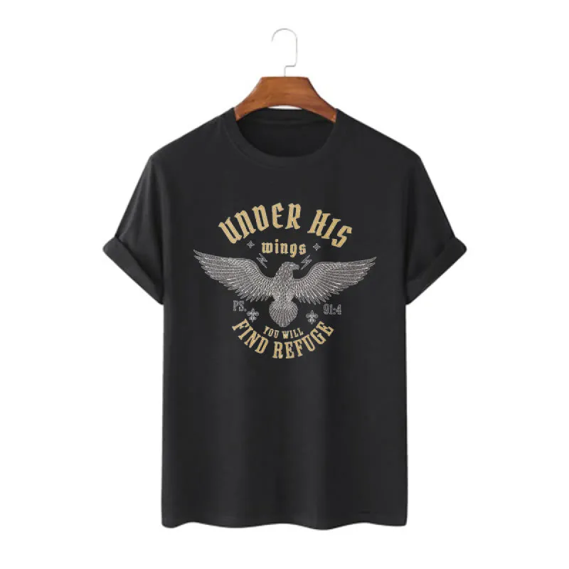 Christianartworkshop Modern Style Under His Wings You Will Find Refuge Short Sleeve T-shirt sold by Christian Art Workshop