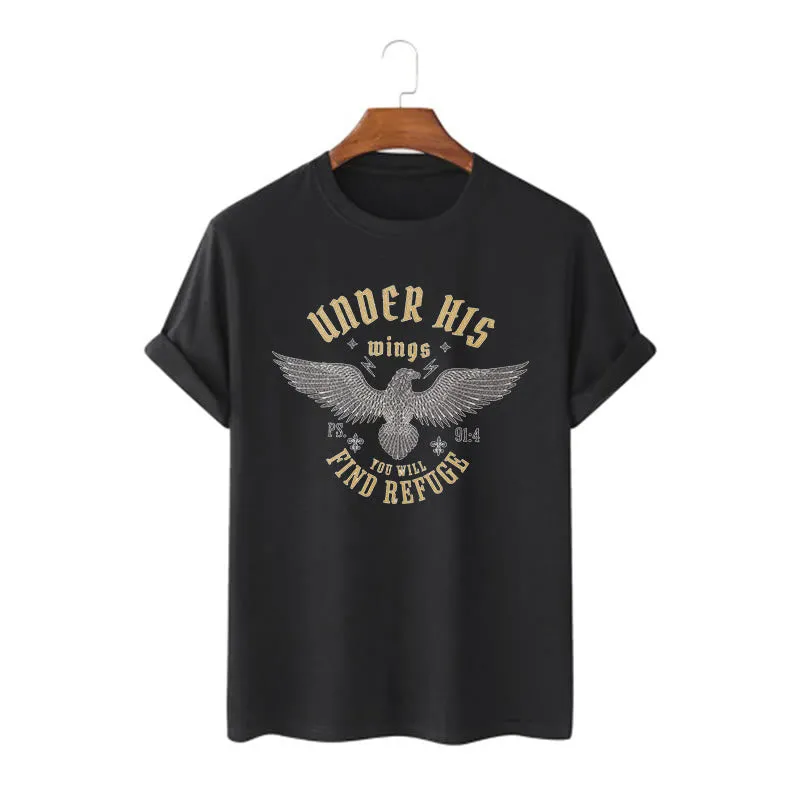 Christianartworkshop Modern Style Under His Wings You Will Find Refuge Short Sleeve T-shirt sold by Christian Art Workshop