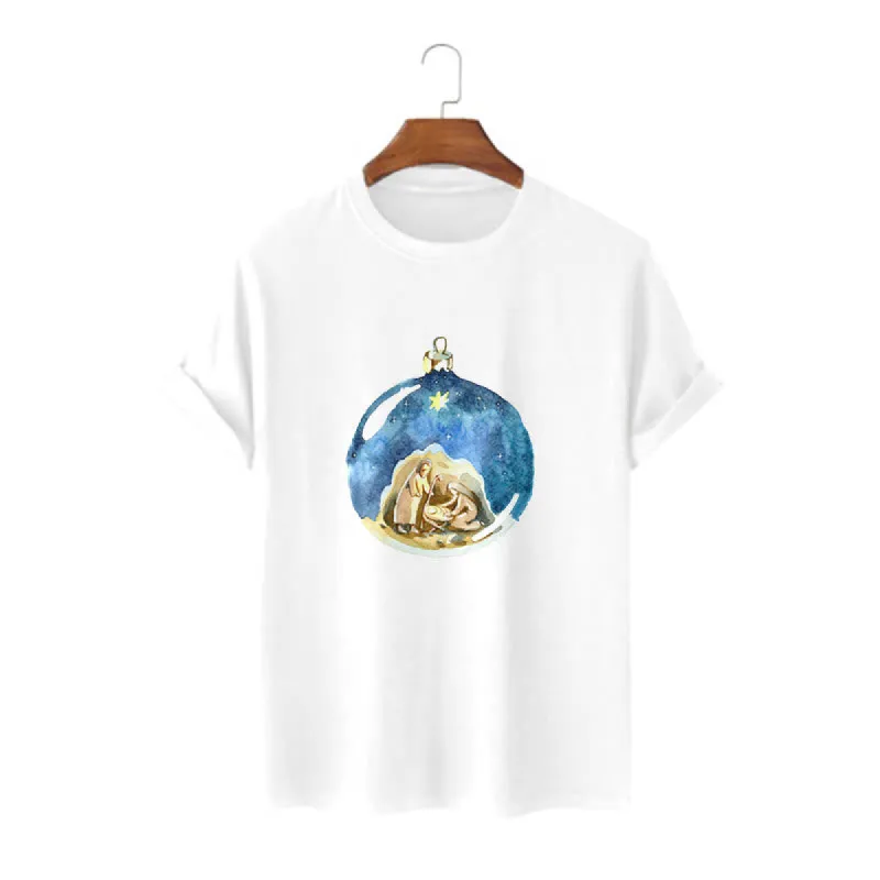 Christianartworkshop Cartoon Style Nativity Scene Short Sleeve Washed T-shirt sold by Christian Art Workshop