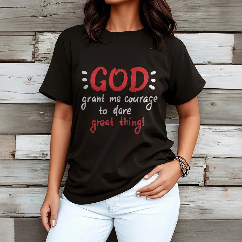 Christianartworkshop Quotation Style God Grant Me Courage Short Sleeve Washed T-shirt sold by Christian Art Workshop product image thumbnail 5