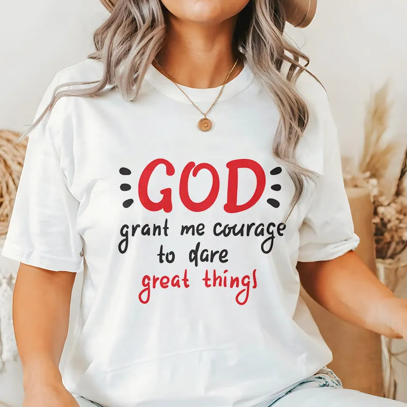 Christianartworkshop Quotation Style God Grant Me Courage Short Sleeve Washed T-shirt sold by Christian Art Workshop product image thumbnail 2