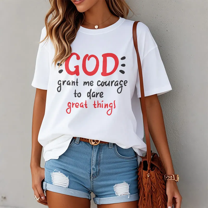 Christianartworkshop Quotation Style God Grant Me Courage Short Sleeve Washed T-shirt sold by Christian Art Workshop product image thumbnail 3