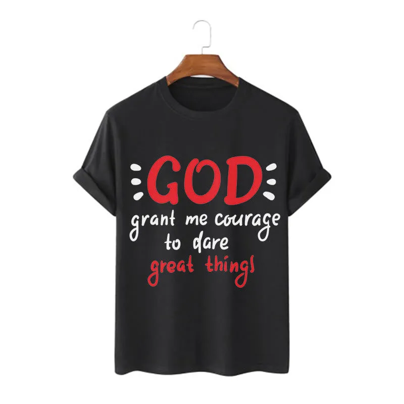 Christianartworkshop Quotation Style God Grant Me Courage Short Sleeve Washed T-shirt sold by Christian Art Workshop product image thumbnail 4