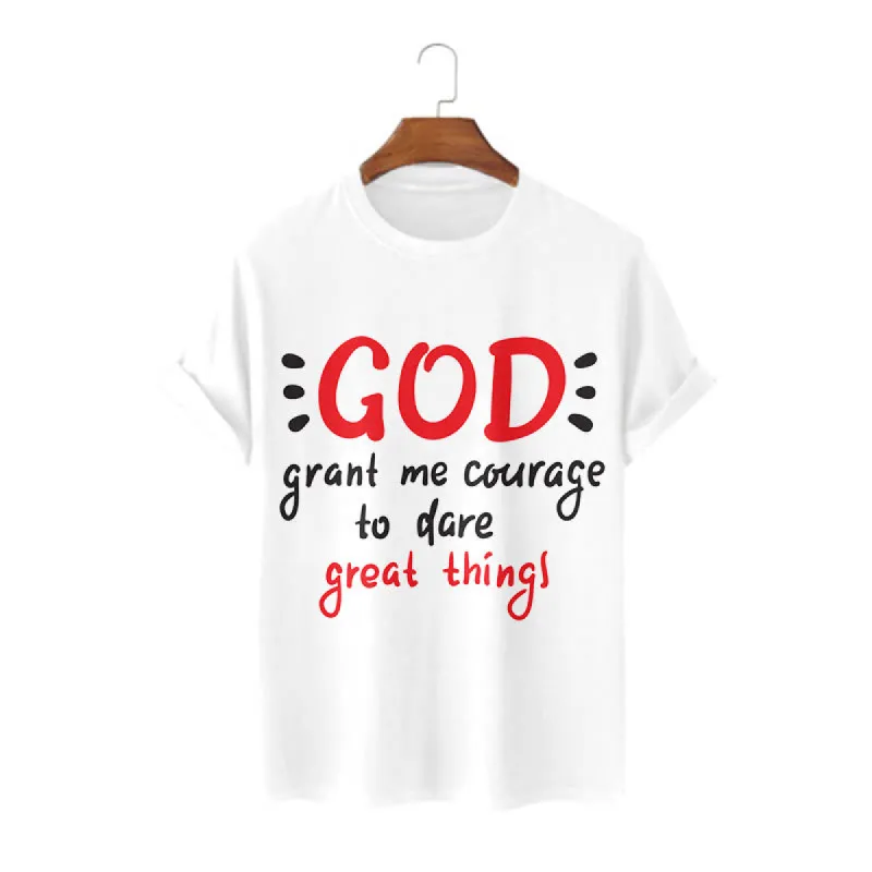 Christianartworkshop Quotation Style God Grant Me Courage Short Sleeve Washed T-shirt sold by Christian Art Workshop
