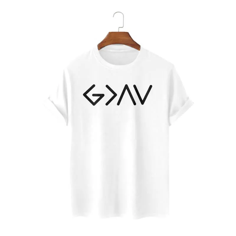 Christianartworkshop Minimalist Style Faith-Inspired God Is Greater Short Sleeve T-shirt sold by Christian Art Workshop product image thumbnail 5