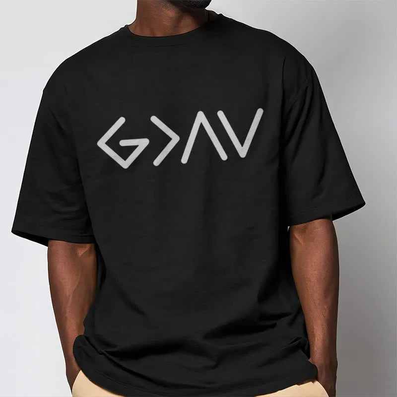 Christianartworkshop Minimalist Style Faith-Inspired God Is Greater Short Sleeve T-shirt sold by Christian Art Workshop product image thumbnail 4