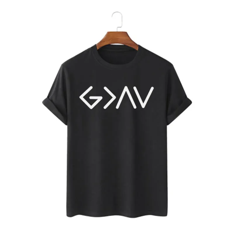 Christianartworkshop Minimalist Style Faith-Inspired God Is Greater Short Sleeve Washed T-shirt sold by Christian Art Workshop