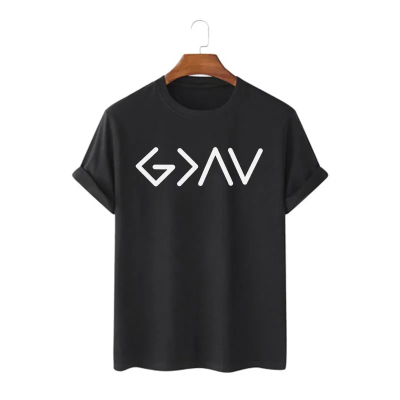 Christianartworkshop Minimalist Style Faith-Inspired God Is Greater Short Sleeve T-shirt sold by Christian Art Workshop