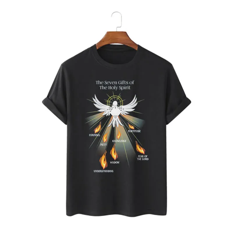 Christianartworkshop Classic Style The Seven Gifts of the Holy Spirit Short Sleeve Washed T-shirt sold by Christian Art Workshop product image thumbnail 3