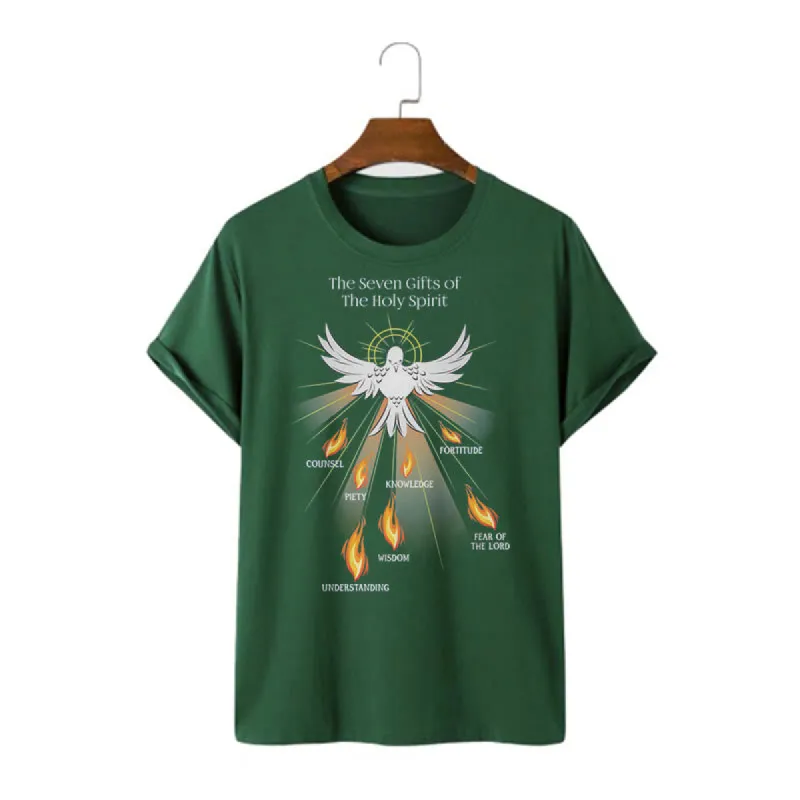 Christianartworkshop Classic Style The Seven Gifts of the Holy Spirit Short Sleeve Washed T-shirt sold by Christian Art Workshop