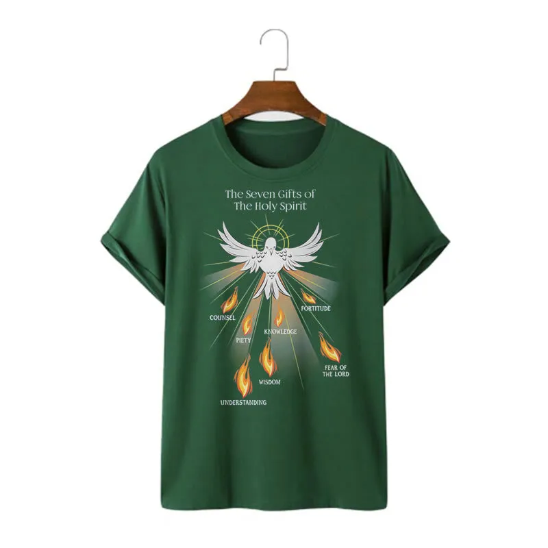 Christianartworkshop Classic Style The Seven Gifts of the Holy Spirit Short Sleeve Washed T-shirt sold by Christian Art Workshop