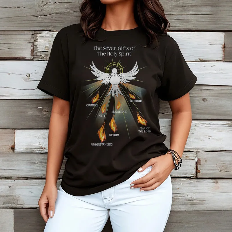 Christianartworkshop Classic Style The Seven Gifts of the Holy Spirit Short Sleeve Washed T-shirt sold by Christian Art Workshop product image thumbnail 5