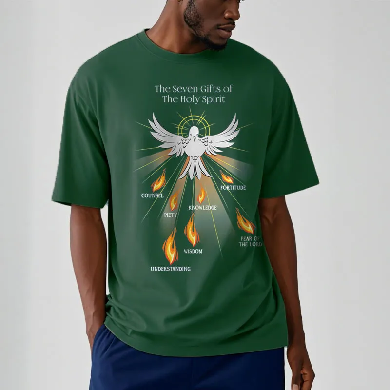 Christianartworkshop Classic Style The Seven Gifts of the Holy Spirit Short Sleeve Washed T-shirt sold by Christian Art Workshop product image thumbnail 2