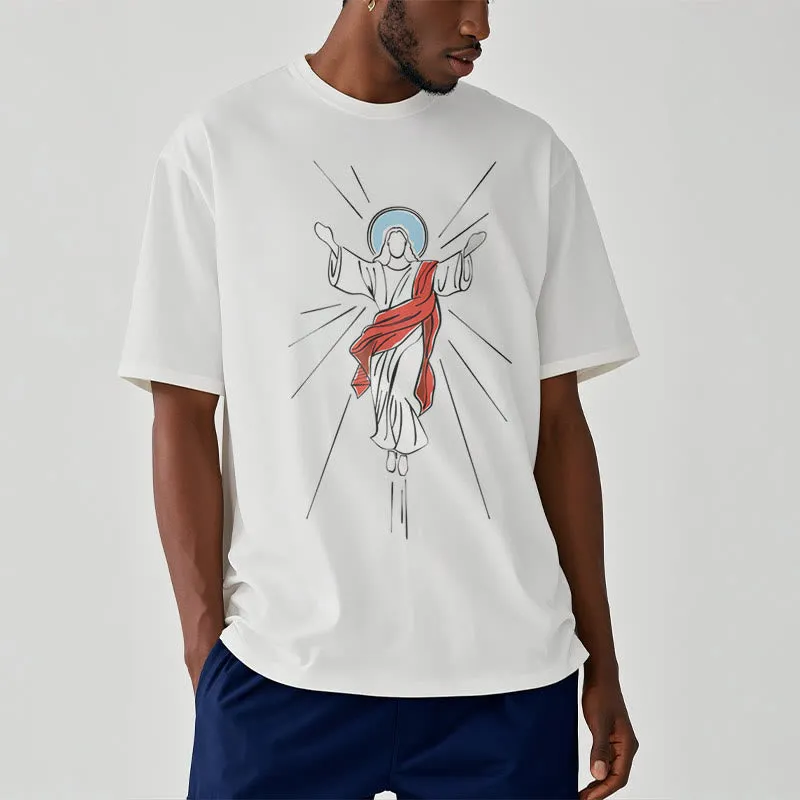 Christianartworkshop Minimalist Style Ascension of Christ Art Short Sleeve Washed T-shirt sold by Christian Art Workshop product image thumbnail 4