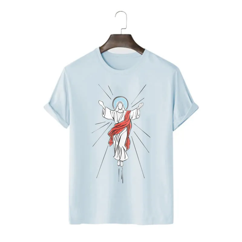 Christianartworkshop Minimalist Style Ascension of Christ Art Short Sleeve Washed T-shirt sold by Christian Art Workshop