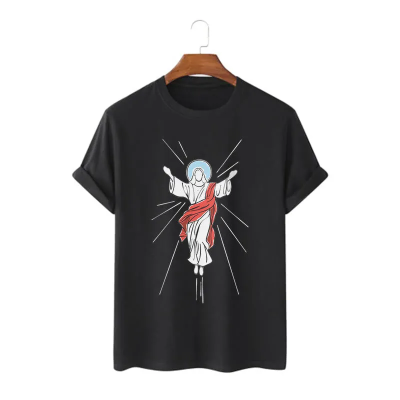 Christianartworkshop Minimalist Style Ascension of Christ Art Short Sleeve Washed T-shirt sold by Christian Art Workshop product image thumbnail 5