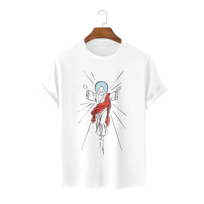 Christianartworkshop Minimalist Style Ascension of Christ Art Short Sleeve Washed T-shirt sold by Christian Art Workshop product image thumbnail 2